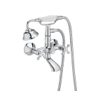 Wall-mounted twin-lever bath-shower mixer with manual diverter