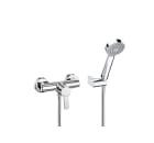 Wall-mounted shower mixer with 1.50 m flexible shower hose, handshower and swivel wall bracket