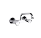 Wall-mounted kitchen or laundry sink mixer with swivel spout