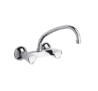 Wall-mounted kitchen or laundry sink mixer with swivel long spout