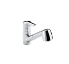 Kitchen sink mixer with retractable swivel spout and rinse spray function