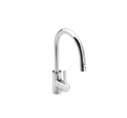 Kitchen mixer with swivel C-spout and 2-function retractable shower