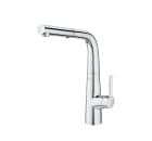 Kitchen mixer with swivel L-spout and retractable 2-function shower. Cold Start