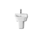 Vitreous china semipedestal for compact basin
