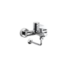 Wall-mounted bath-shower mixer with automatic diverter with retention and wall elbow for shower head installation