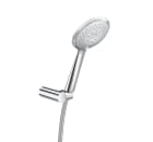 Round - Shower set. Includes 130 mm hand-shower with 4 functions, adjustable hand-shower bracket and 1.70 m satin PVC flexible shower hose