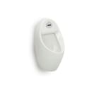 Electronic ceramic urinal with back inlet powered by four 1.5V LR6 (AA) alkaline batteries