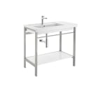 Base structure for basin with integrated towel rail and bottom shelf