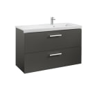 Unik - Base unit with two drawers and right-hand basin