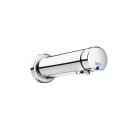Self-closing wall-mounted basin faucet with push-button and 190 mm long spout
