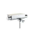 Wall-mounted thermostatic bath-shower mixer with shelf, diverter-flow regulator and retractable bath spout