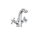 Twin-lever basin mixer with smooth body. M-Size