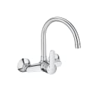 Wall-mounted kitchen sink mixer with swivel spout