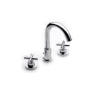 Lavabo 3 trous sur gorge à bec tube mobile central livré avec vidage automatique en laiton et flexibles d'alimentation